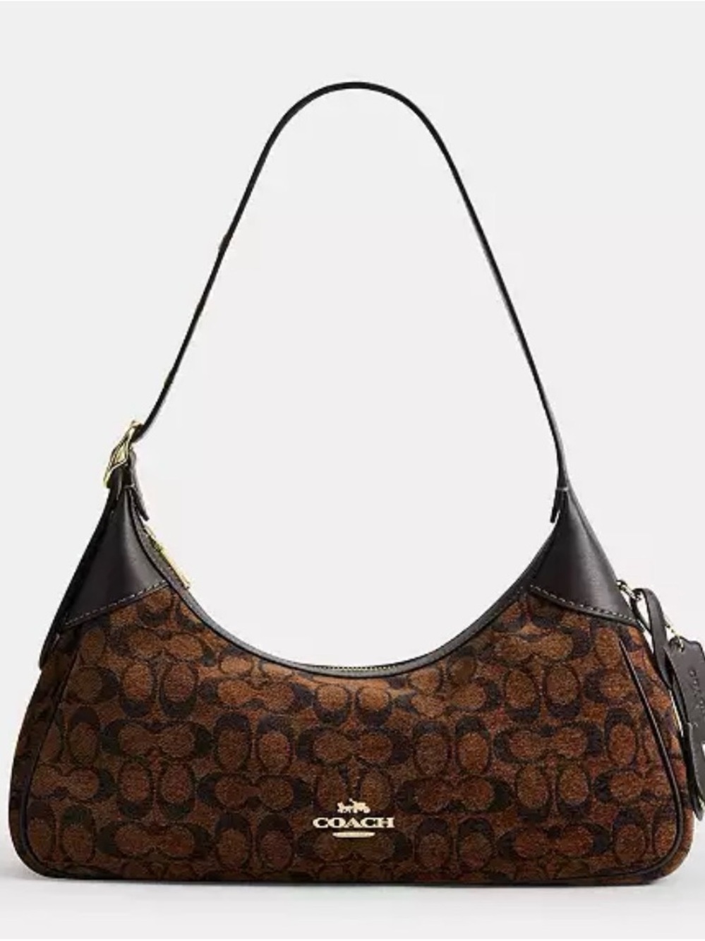 🤎🖤 Coach NWT Ella Small Shoulder Bag in Signature Brown Chenille/Gold Hardware